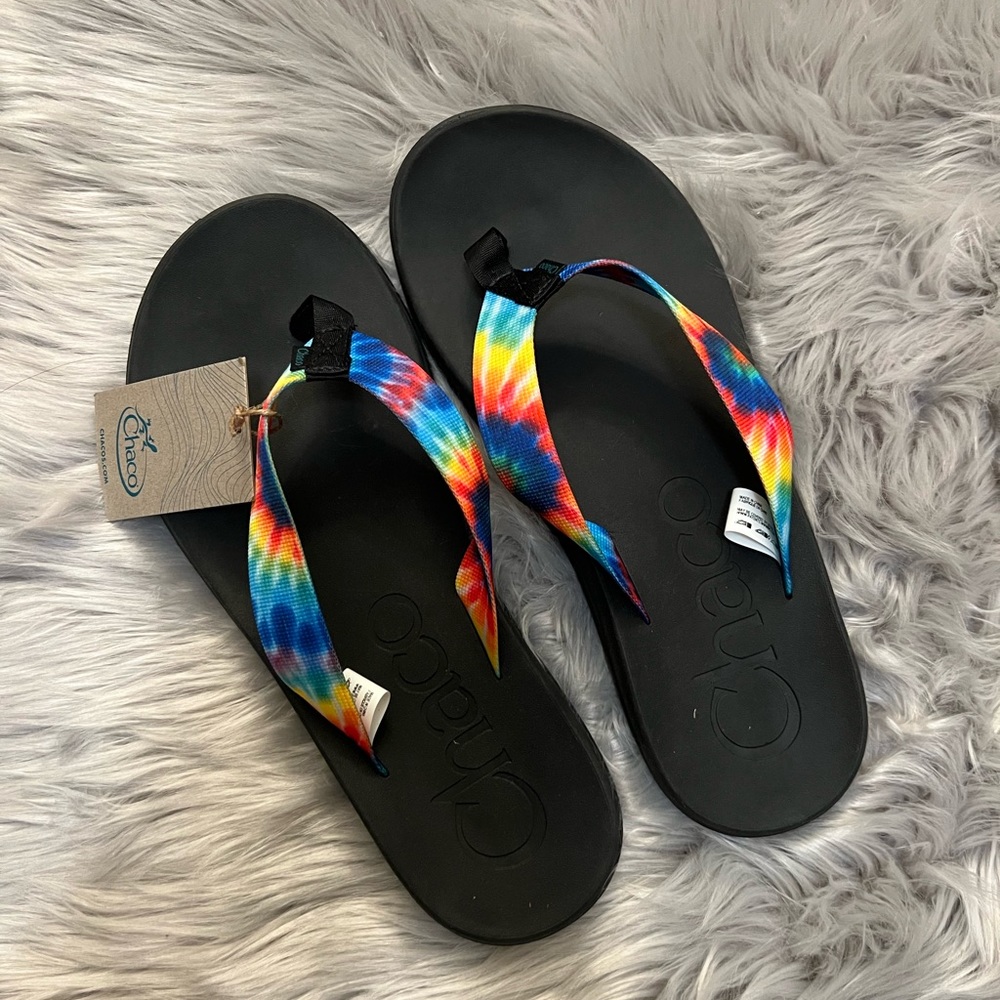 Men’s Chaco Chillos Dark Tie Dye Flip Flops Size 12